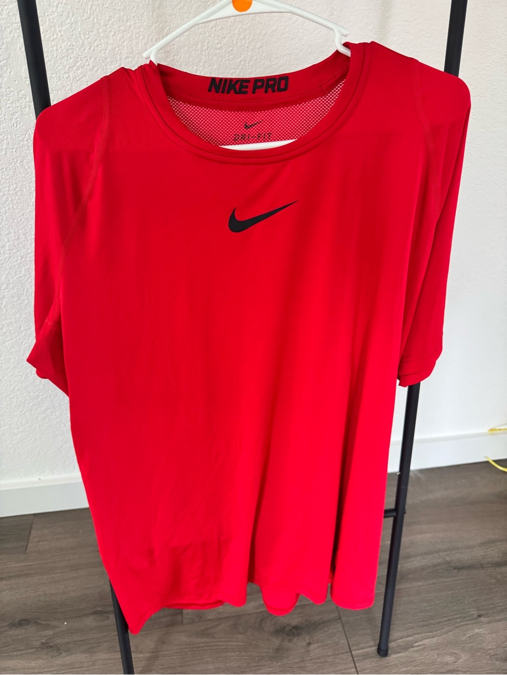 Nike Red Short Sleeve Dri-FIT Tee with Black Swoosh